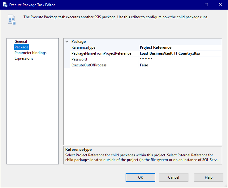 Output Execute Package Task