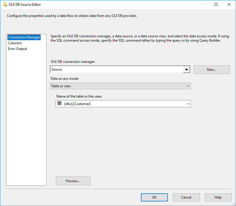 Output Source Connection Manager