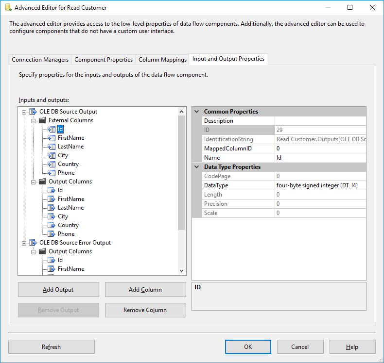 Output Source Input and Output Properties