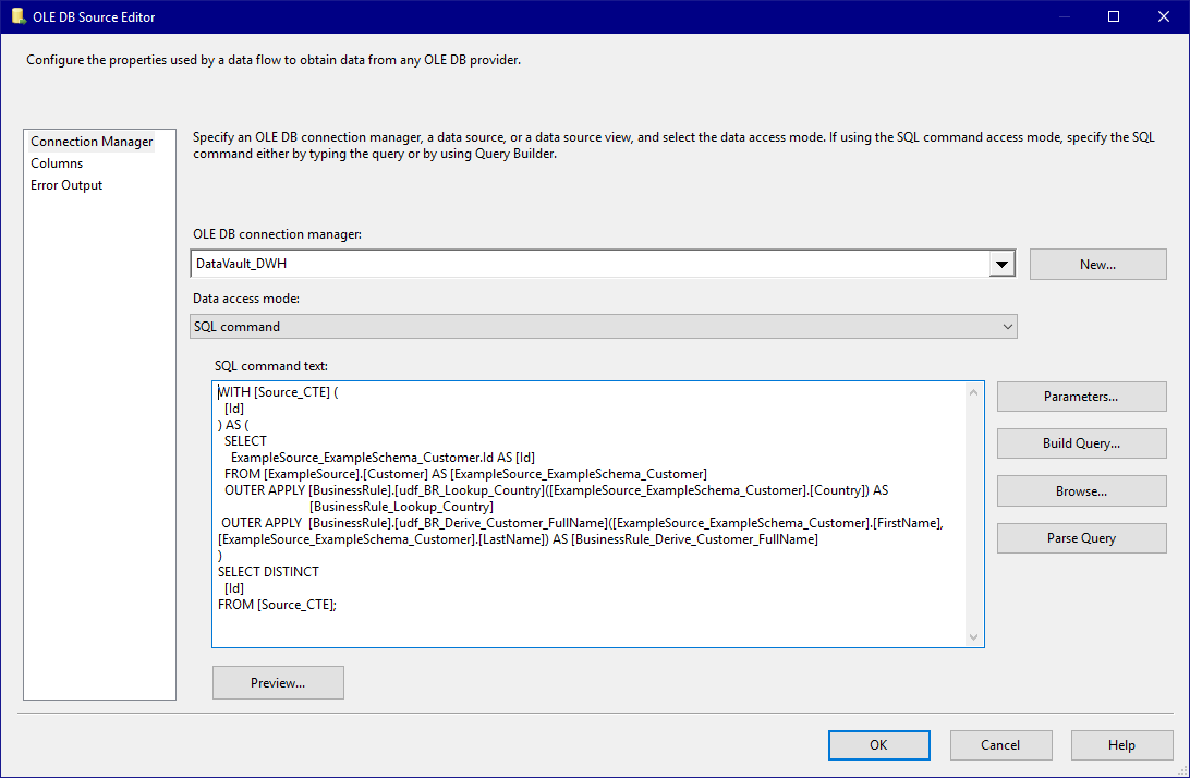 Output Source Connection Manager