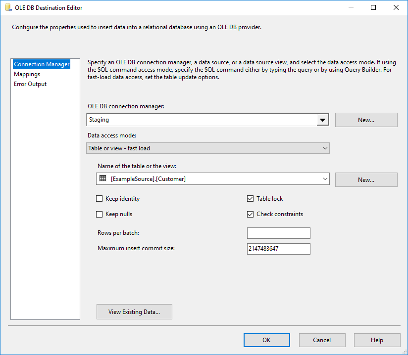 Output Destination Connection Manager